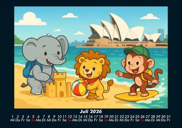 Produktbild: Raffi, Buschi & Milo - Drei Freunde auf Weltreise 2026 Fotokalender DIN A5