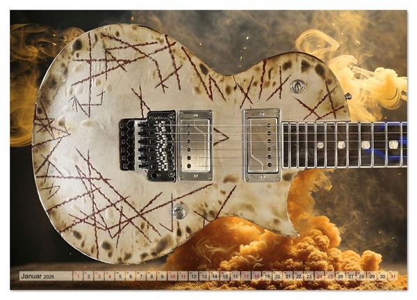Produktbild: Traumgitarren - the Sound of Rock (Tischkalender 2026 DIN A5 quer), CALVENDO Monatskalender