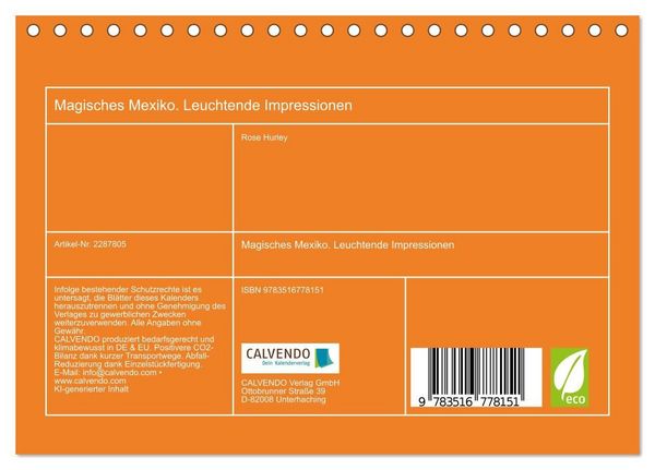 Produktbild: Magisches Mexiko. Leuchtende Impressionen (Tischkalender 2027 DIN A5 quer), CALVENDO Monatskalender