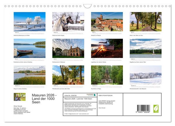 Produktbild: Masuren 2026 - Land der 1000 Seen (Wandkalender 2026 DIN A3 quer), CALVENDO Monatskalender