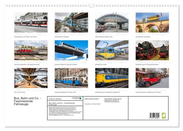 Produktbild: Bus, Bahn und Co. - Faszinierende Fahrzeuge (Wandkalender 2026 DIN A2 quer), CALVENDO Monatskalender