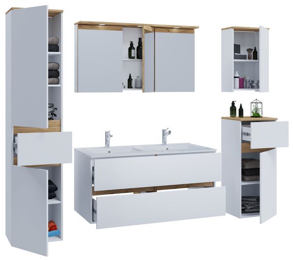 Produktbild: 6 tlg. Badm&ouml;bel-Set mit Waschbecken Cosila-I 111cm