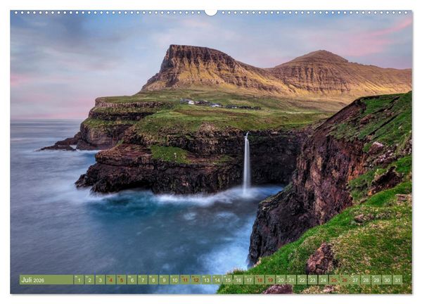 Produktbild: F&auml;r&ouml;er Inseln - Wo Schafe tanzen und die Natur im Winde fliegt (hochwertiger Premium Wandkalender 2026 DIN A2 quer), Kunstdruck in Hochglanz