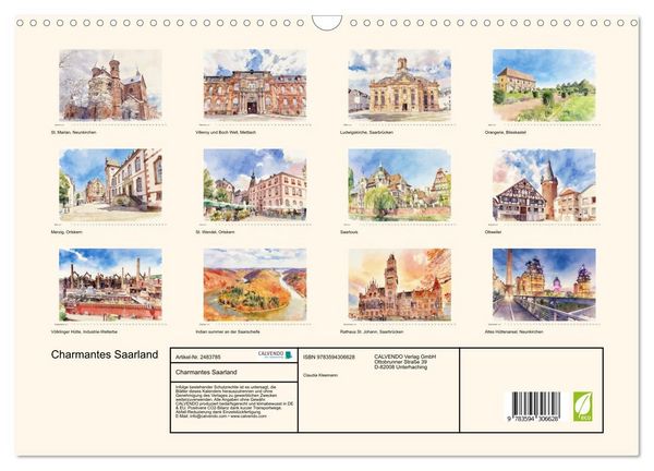 Produktbild: Charmantes Saarland (Wandkalender 2027 DIN A3 quer), CALVENDO Monatskalender