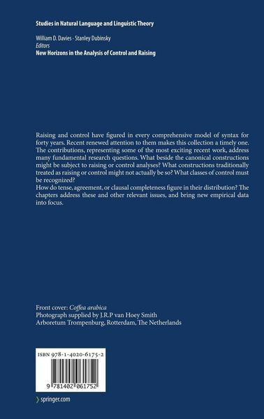 Produktbild: New Horizons in the Analysis of Control and Raising