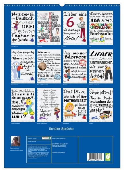 Produktbild: Sch&uuml;ler-Spr&uuml;che (hochwertiger Premium Wandkalender 2026 DIN A2 hoch), Kunstdruck in Hochglanz