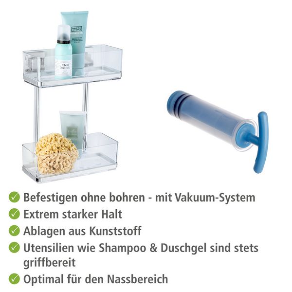 Produktbild: Vacuum-Loc&reg; Wandregal 2 Etagen Mod. Quadro Edelstahl, Befestigen ohne bohren