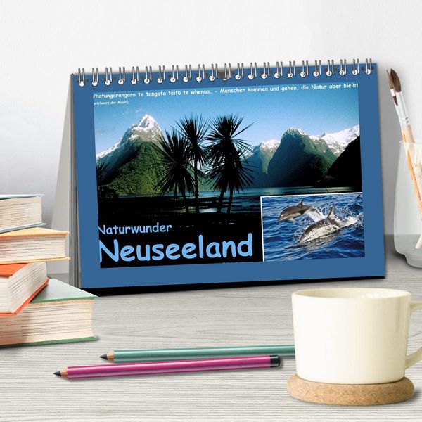 Produktbild: Naturwunder Neuseeland - in Bild und Text (Tischkalender 2026 DIN A5 quer), CALVENDO Monatskalender