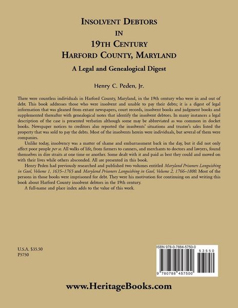 Produktbild: Insolvent Debtors in 19th Century Harford County, Maryland