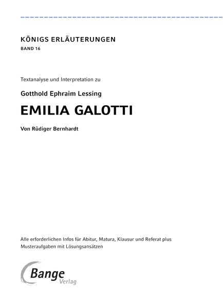 Produktbild: Emilia Galotti von Gotthold Ephraim Lessing