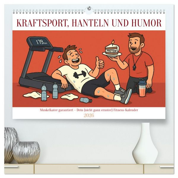 Produktbild: Kraftsport, Hanteln und Humor (hochwertiger Premium Wandkalender 2026 DIN A2 quer), Kunstdruck in Hochglanz