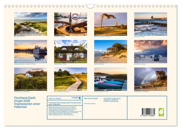 Produktbild: Fischland-Dar&szlig;-Zingst 2026 Impressionen einer Halbinsel (Wandkalender 2026 DIN A3 quer), CALVENDO Monatskalender