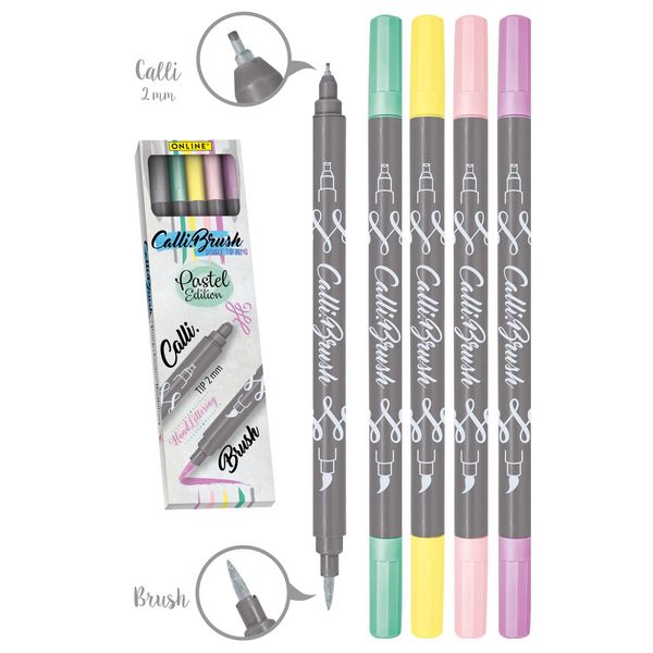 Produktbild: ONLINE Kalligraphie Stifte Calli Brush Double Tip Pastell 5 St&uuml;ck