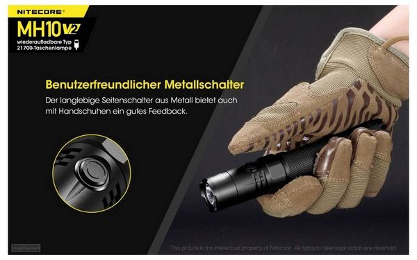 Produktbild: NiteCore MH10 V2 LED Taschenlampe akkubetrieben 1200lm 1500h 77.5g