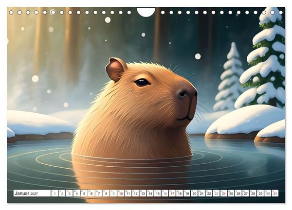 Produktbild: Capybara Carlo und die vier Jahreszeiten (Wandkalender 2027 DIN A4 quer), CALVENDO Monatskalender