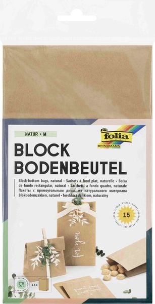 Folia Blockbodenbeu M NATUR, lebensmittelecht, 120x60x210mm, 15 Stück