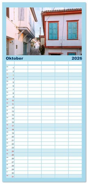 Produktbild: Familienplaner 2026 - Samos. Griechische Inselsch&ouml;nheit mit 5 Spalten (Wandkalender, 21 x 45 cm) CALVENDO