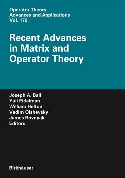 Produktbild: Recent Advances in Matrix and Operator Theory