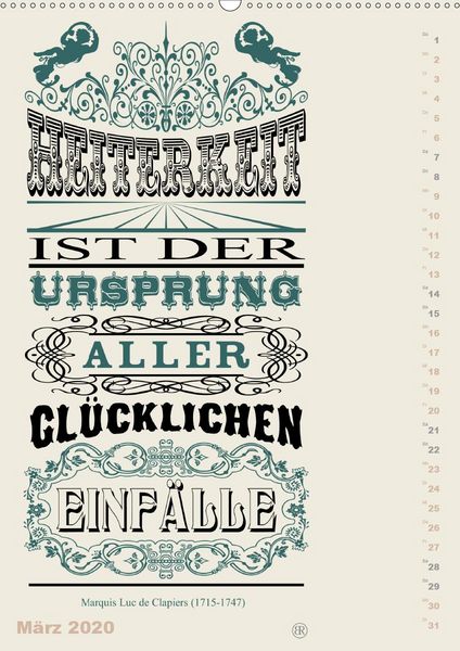 Produktbild: Die sch&ouml;nsten Lebensweisheiten Typo - Kalender (Premium, hochwertiger DIN A2 Wandkalender 2020, Kunstdruck in Hochglanz)