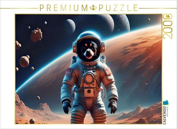 CALVENDO Puzzle Chihuahua Raumfahrer auf dem Mond | 2000 Teile Lege-Größe 90x67cm Foto-Puzzle für glückliche Stunden
