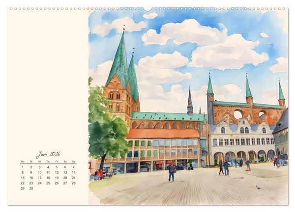 Produktbild: Historische Hansestadt L&uuml;beck (Wandkalender 2026 DIN A2 quer), CALVENDO Monatskalender