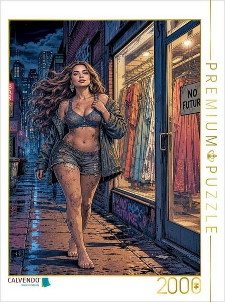 CALVENDO Puzzle Stolze Daphne: Kleiner Streifzug im sterbenden Neonlicht. | 2000 Teile Lege-Größe 90 × 67 cm Foto-Puzzle für glückliche Stunden