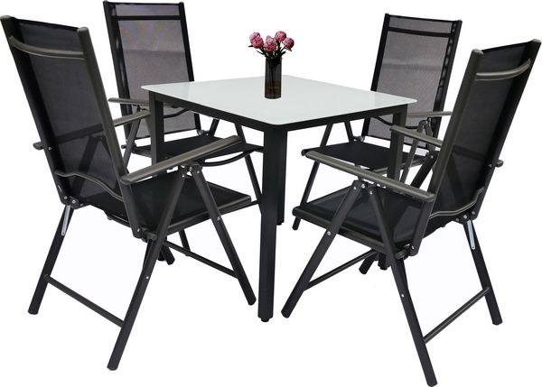 Produktbild: 5 tlg. Alu Gartenset Sitzgruppe Tisch St&uuml;hle 80 MA