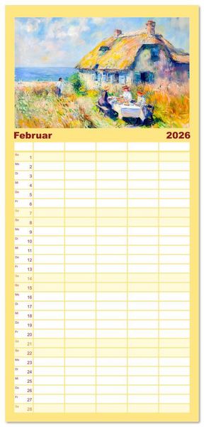 Produktbild: Familienplaner 2026 - Ein Tag am Meer - Durch die Augen der Impressionisten mit 5 Spalten (Wandkalender, 21 x 45 cm) CALVENDO