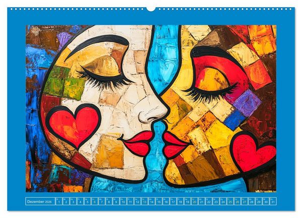 Produktbild: Liebe und Gl&uuml;ck. Abstrakte Kunst im &Ouml;lbilder-Stil (hochwertiger Premium Wandkalender 2026 DIN A2 quer), Kunstdruck in Hochglanz