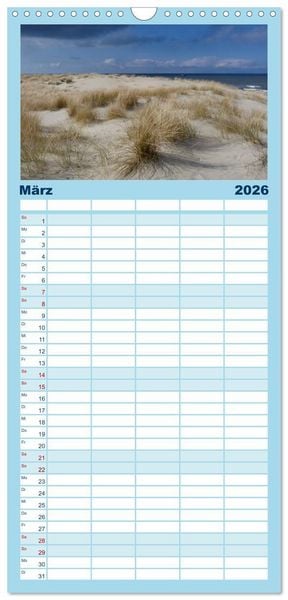 Produktbild: Familienplaner 2026 - Strandwanderungen auf Texel mit 5 Spalten (Wandkalender, 21 x 45 cm) CALVENDO