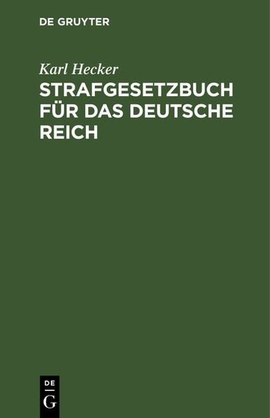 Produktbild: Strafgesetzbuch f&uuml;r das Deutsche Reich