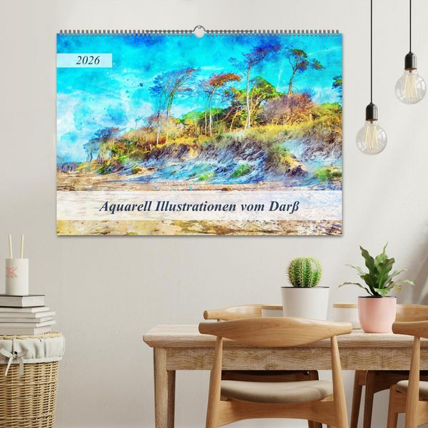 Produktbild: Aquarell Illustrationen vom Dar&szlig; (Wandkalender 2026 DIN A2 quer), CALVENDO Monatskalender