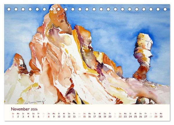 Produktbild: Lanzarote und Teneriffa - Aquarelle (Tischkalender 2026 DIN A5 quer), CALVENDO Monatskalender