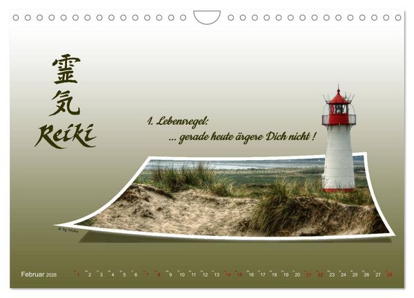 Produktbild: REIKI - Chakren und Lebensregeln (Wandkalender 2026 DIN A4 quer), CALVENDO Monatskalender