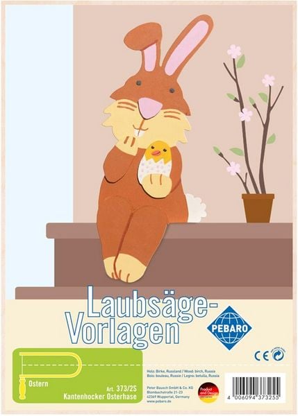 Produktbild: PEBARO 373/2S - Laubs&auml;gevorlage Kantenhocker Osterhase, 1 Platte, Gr&ouml;&szlig;e DIN A4