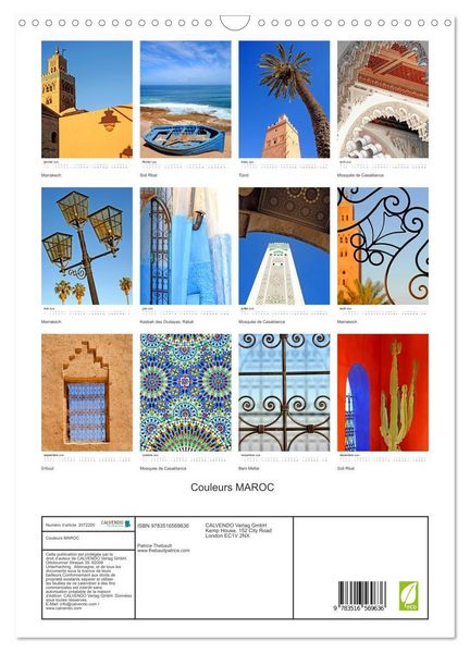 Produktbild: Couleurs MAROC (Calendrier mural 2026 DIN A3 horizontal), CALVENDO calendrier mensuel