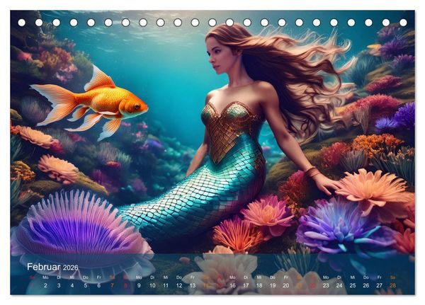 Produktbild: Meerjungfrauen in mystischen Unterwasserwelten (Tischkalender 2026 DIN A5 quer), CALVENDO Monatskalender