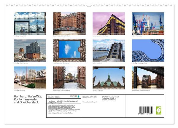 Produktbild: Hamburg. HafenCity, Kontorhausviertel und Speicherstadt. (hochwertiger Premium Wandkalender 2026 DIN A2 quer), Kunstdruck in Hochglanz