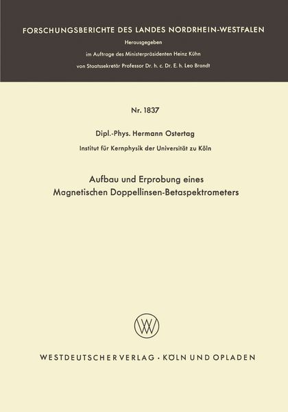 Produktbild: Aufbau und Erprobung eines Magnetischen Doppellinsen-Betaspektrometers