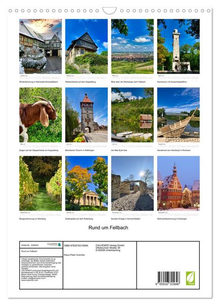 Produktbild: Rund um Fellbach (Wandkalender 2026 DIN A3 hoch), CALVENDO Monatskalender