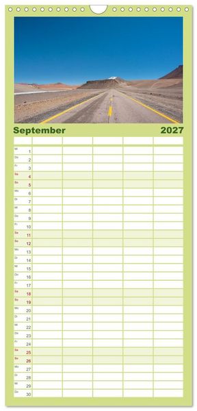 Produktbild: Familienplaner 2027 - Magie dieses S&uuml;damerikanischen Landes, Chile mit 5 Spalten (Wandkalender, 21 x 45 cm) CALVENDO