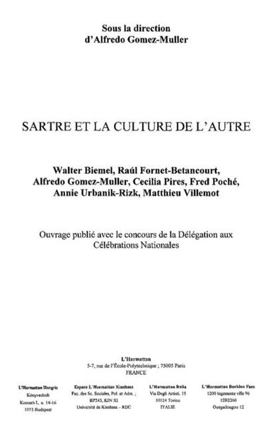 Produktbild: Sartre et la culture de l'autre