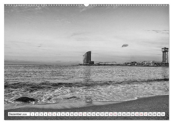 Produktbild: Barcelona Schwarz / Wei&szlig; Impressionen (Wandkalender 2026 DIN A2 quer), CALVENDO Monatskalender