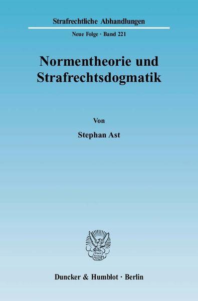 Produktbild: Normentheorie und Strafrechtsdogmatik.