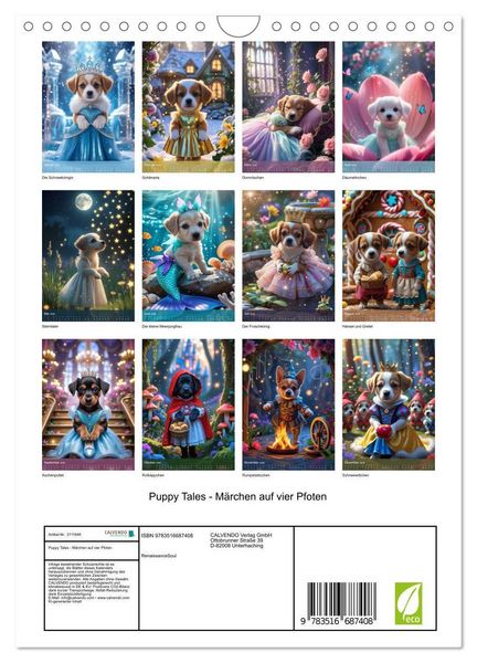 Produktbild: Puppy Tales - M&auml;rchen auf vier Pfoten (Wandkalender 2026 DIN A4 hoch), CALVENDO Monatskalender