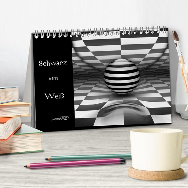 Produktbild: Schwarz trifft Wei&szlig; (Tischkalender 2026 DIN A5 quer), CALVENDO Monatskalender