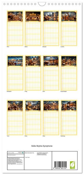 Produktbild: Familienplaner 2026 - S&uuml;&szlig;e Skyline Symphonie mit 5 Spalten (Wandkalender, 21 x 45 cm) CALVENDO