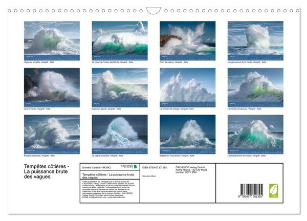 Produktbild: Temp&ecirc;tes c&ocirc;ti&egrave;res - La puissance brute des vagues (Calendrier mural 2026 DIN A3 vertical), CALVENDO calendrier mensuel