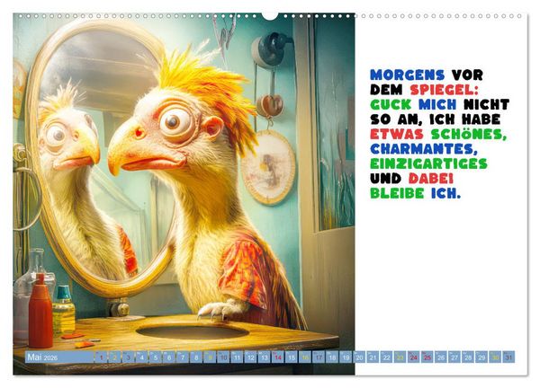 Produktbild: Vogelspr&uuml;che - Humor (hochwertiger Premium Wandkalender 2026 DIN A2 quer), Kunstdruck in Hochglanz