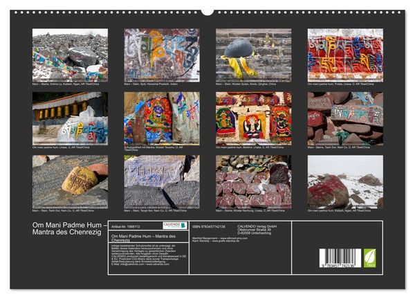Produktbild: Om Mani Padme Hum &ndash; Mantra des Chenrezig (hochwertiger Premium Wandkalender 2026 DIN A2 quer), Kunstdruck in Hochglanz